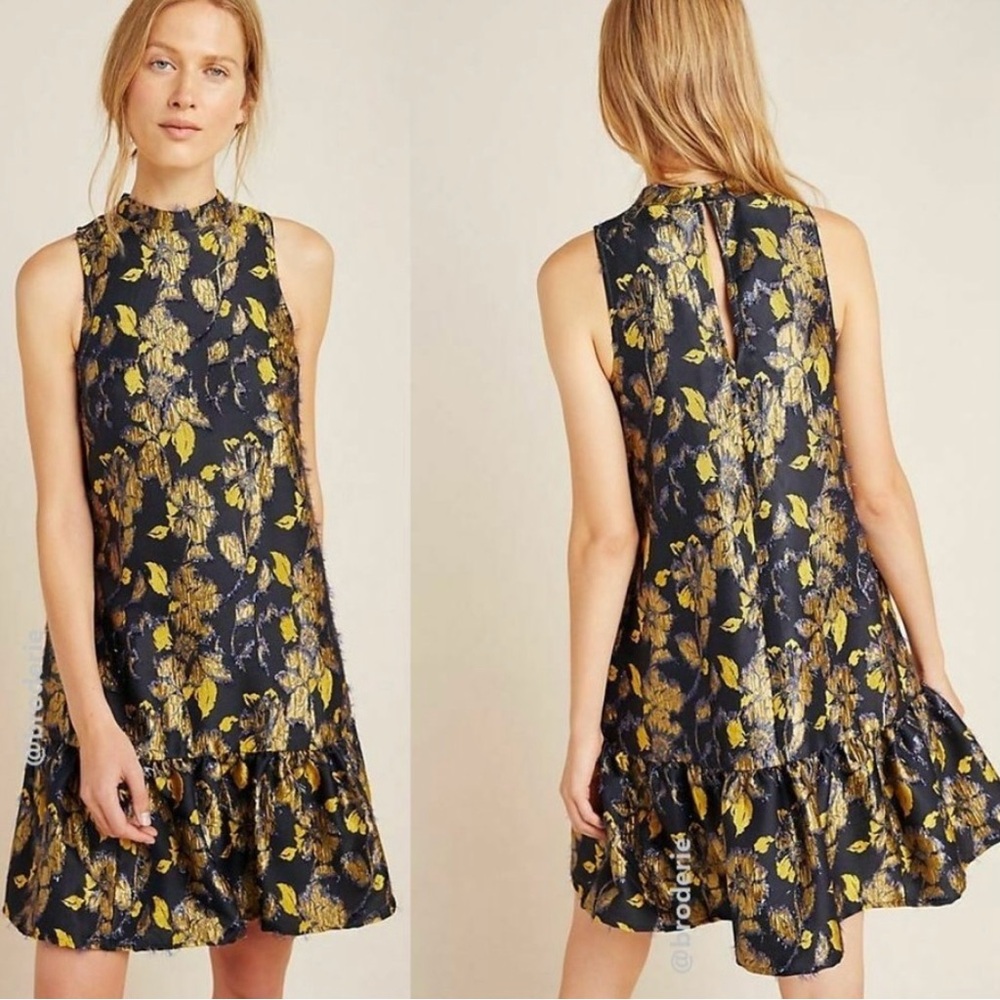 Anthropology Liza Mock Neck Swing Dress Sleeveless